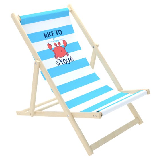 Scaun de plaja pentru copii Krab - albastru-alb