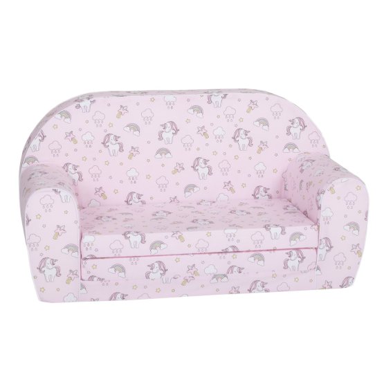 Canapea pentru copii Unicorn și curcubeu - roz