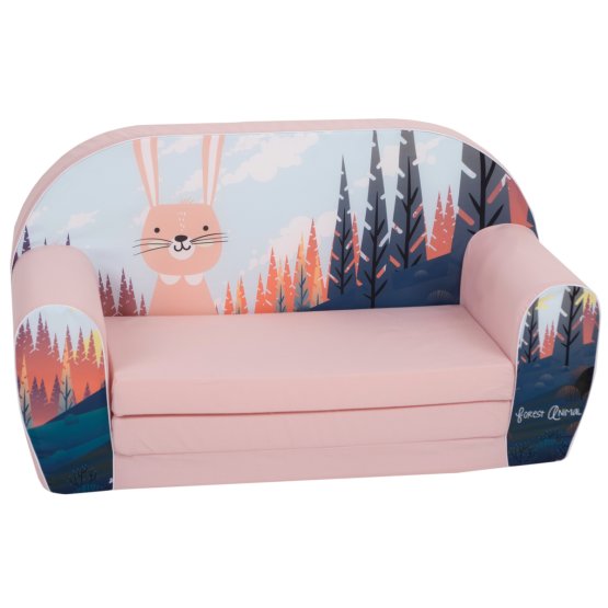 Canapea pentru copii Iepurele în pădure - roz
