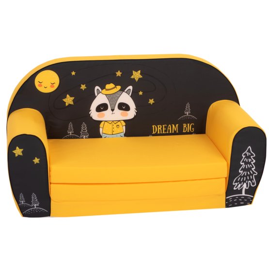 Canapea pentru copii Raccoon - negru-galben