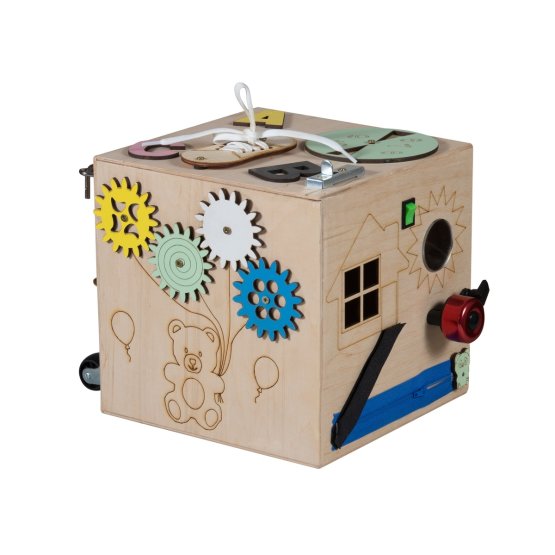 Cub Montessori din lemn - natural