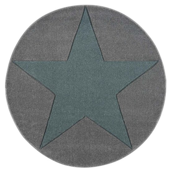 Covor rotund STAR argintiu-gri/verde mentă