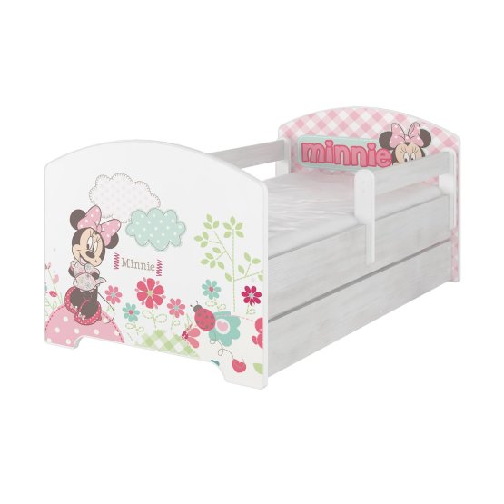 copii pat cu barieră - Minnie Mouse - decor norvegiană pin