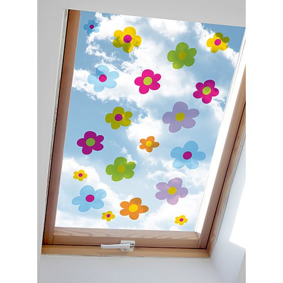 Abțibilduri de geam-flori colorate - 0,3 m2