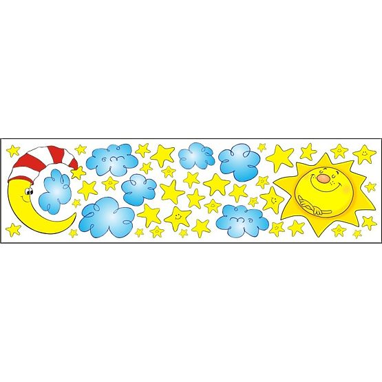 Abțibilduri de geam-soare,lună,stele