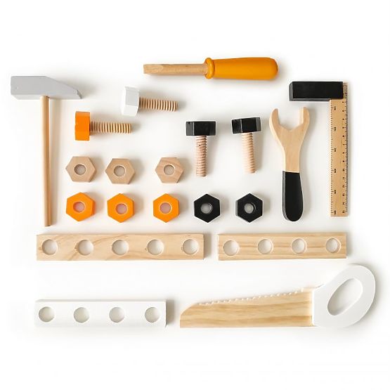 Atelier din lemn pentru copii, banc de lucru cu unelte, 38 de elemente ECOTOYS
