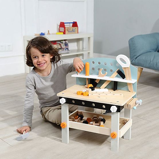 Atelier din lemn pentru copii, banc de lucru cu unelte, 38 de elemente ECOTOYS