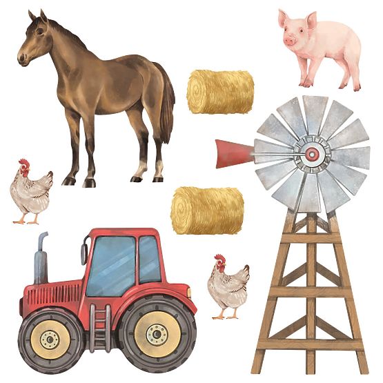 Autocolant de perete - ferma de animale