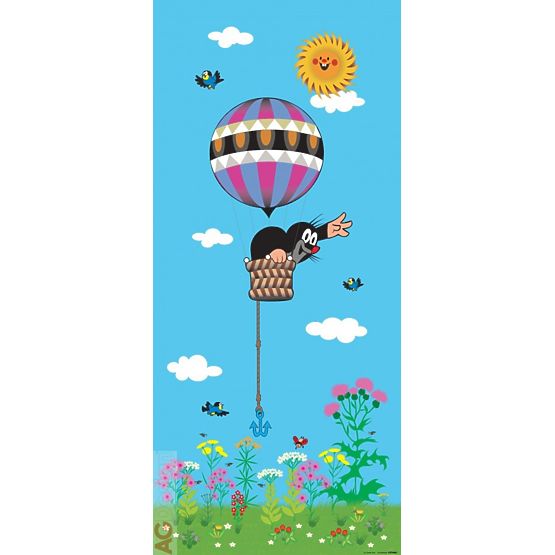 Autocolant de perete pentru copii- Cârtița și balonul cu aer cald 