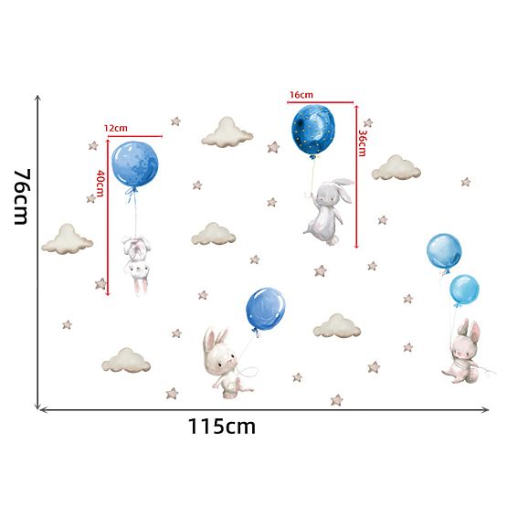 Autocolante de perete - Iepure cu baloane