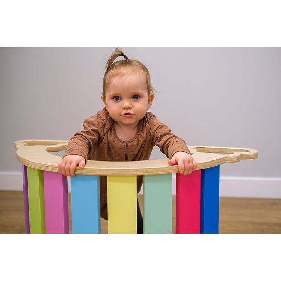 Balansoar montessori din lemn - curcubeu