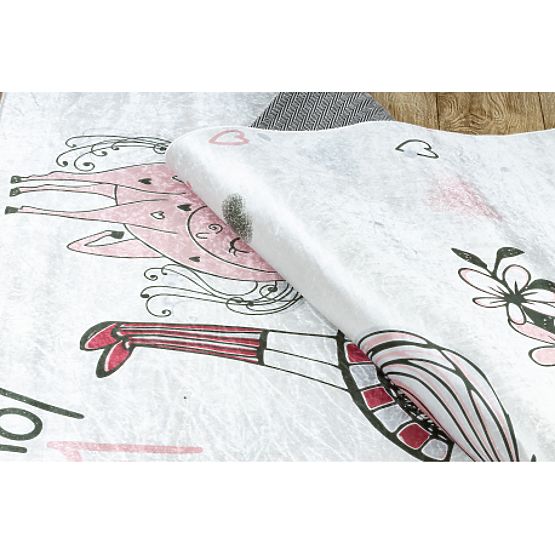 BAMBINO 2644 covoraș de spălat Fetiță, unicorn pentru copii antiderapant - alb / roz