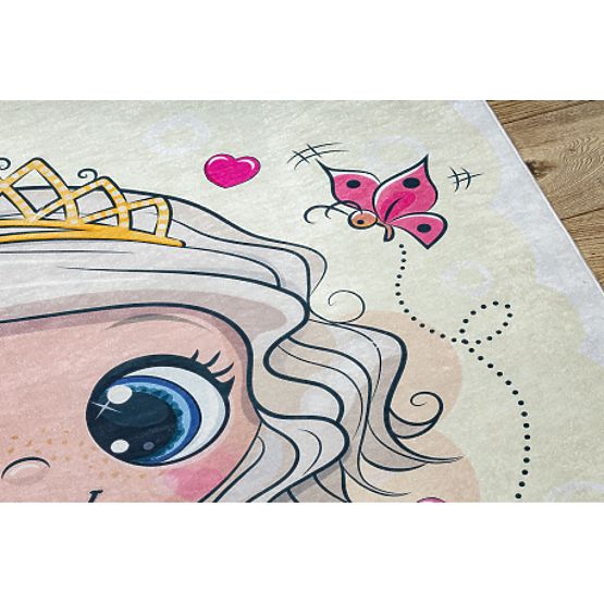 BAMBINO 43020 covoraș de spălat Prințesă, stele pentru copii antiderapant - crem / roz