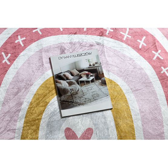 BAMBINO 47810 covoraș rotund de spălat Curcubeu, puncte pentru copii antiderapant - alb / roz