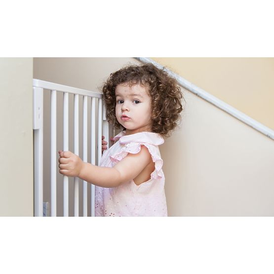 Barieră de siguranță 74-105 cm pentru scări și uși, panouri suplimentare din oțel, albă ECOTOYS