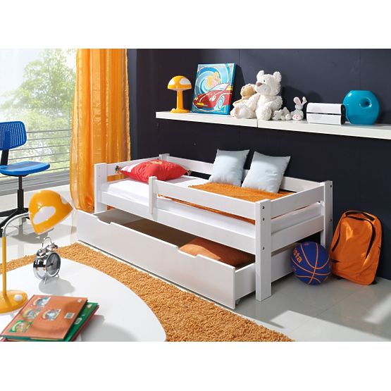 BAZAR copii pat cu barieră alb Paul 160x90cm - fără depozitare spațiu