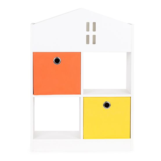 Biblioteca casei cu cutii de depozitare