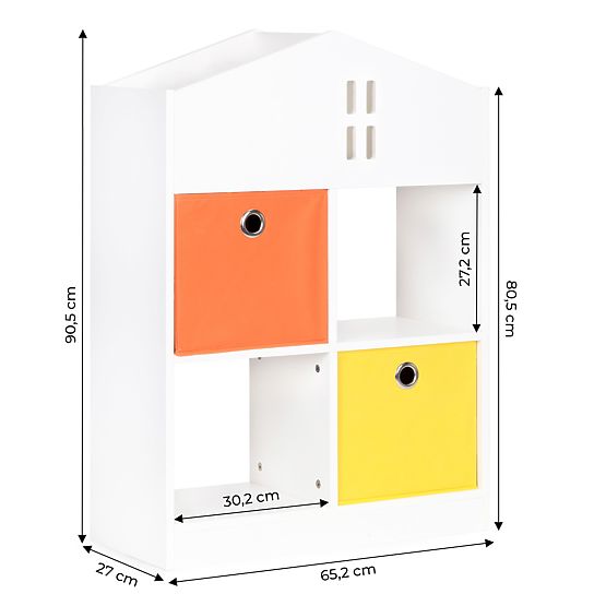 Biblioteca casei cu cutii de depozitare