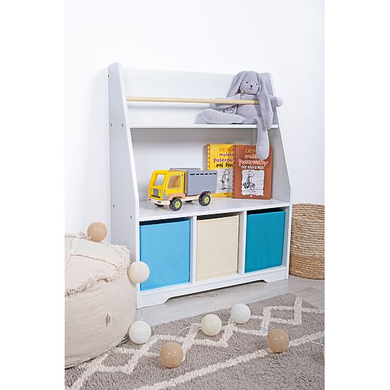 Bibliotecă Montessori Cyan - albă