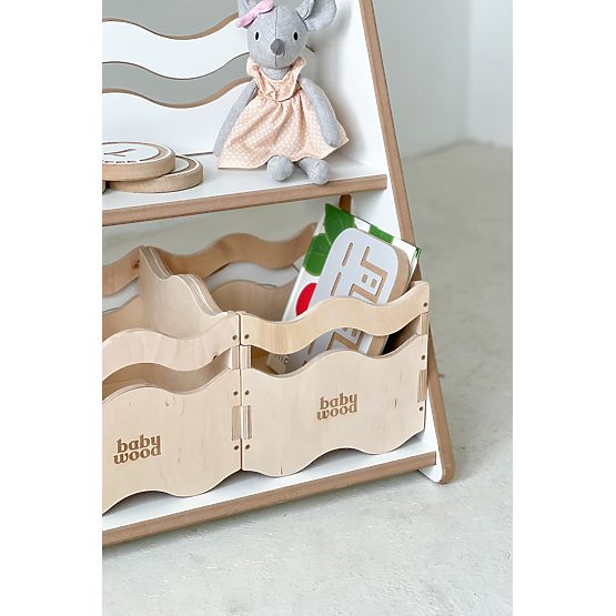 Bibliotecă și raft pentru jucării WAVE M - alb