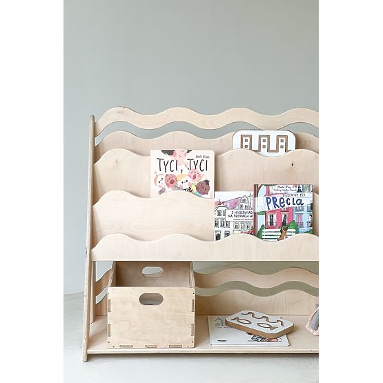 Bibliotecă și raft pentru jucării WAVE M - natural