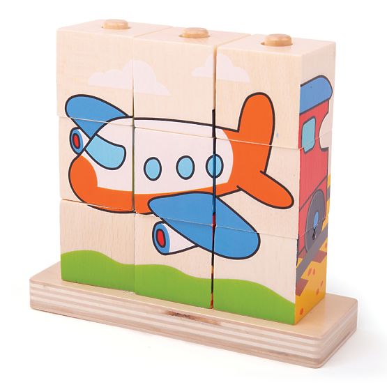 Bigjigs Baby Snap-on blocheaza mijloacele de transport
