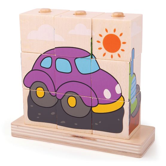 Bigjigs Baby Snap-on blocheaza mijloacele de transport