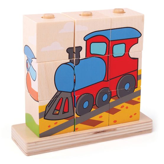 Bigjigs Baby Snap-on blocheaza mijloacele de transport