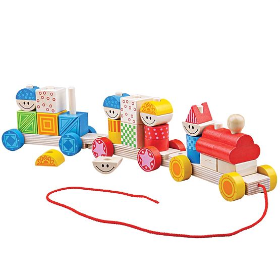 Bigjigs Baby Tren de lemn cu piese de montat