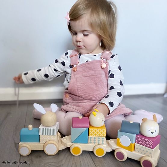 Bigjigs Baby Trenuleț de lemn cu animale