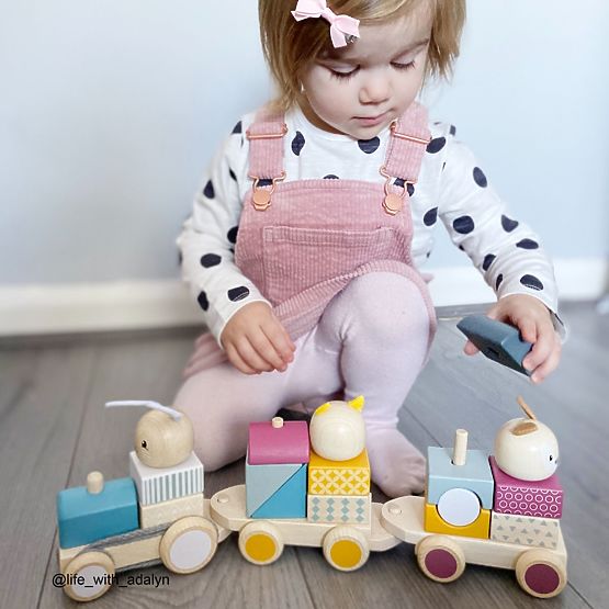 Bigjigs Baby Trenuleț de lemn cu animale