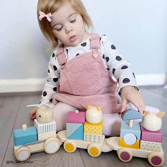 Bigjigs Baby Trenuleț de lemn cu animale