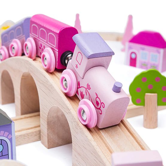 Bigjigs Rail Linie mare de tren prințesă din lemn