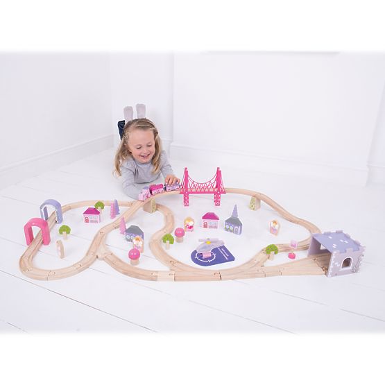 Bigjigs Rail Linie mare de tren prințesă din lemn