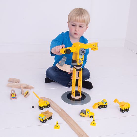 Bigjigs Rail Macara și mașini de construcții