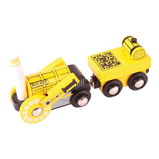 Bigjigs Rail Replica locomotivei istorice Rocket + 2 șine
