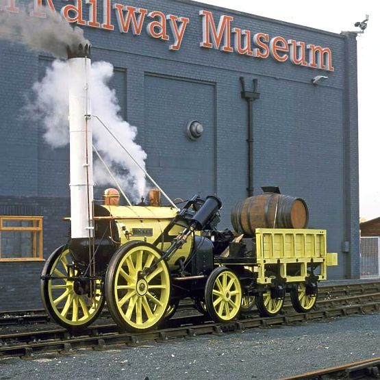 Bigjigs Rail Replica locomotivei istorice Rocket + 2 șine