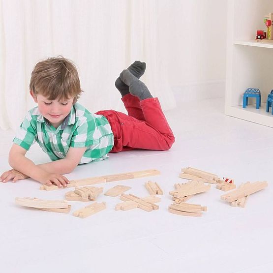 Bigjigs Rail Set de șine din lemn 25 de piese