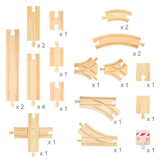 Bigjigs Rail Set de șine din lemn 25 de piese