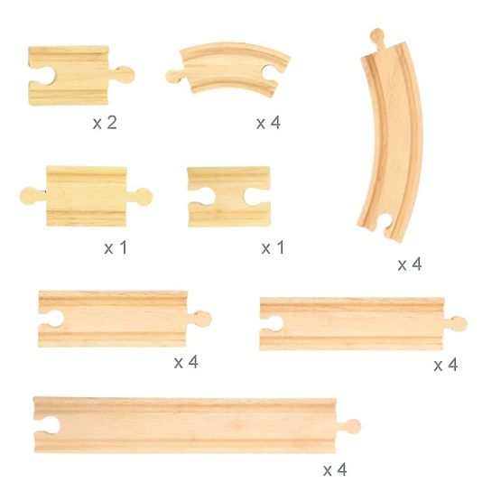 Bigjigs Rail Set șine din lemn din 24 de piese