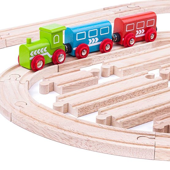 Bigjigs Rail Set șine din lemn din 24 de piese