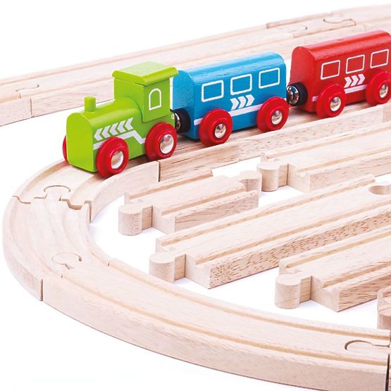 Bigjigs Rail Set șine din lemn din 24 de piese