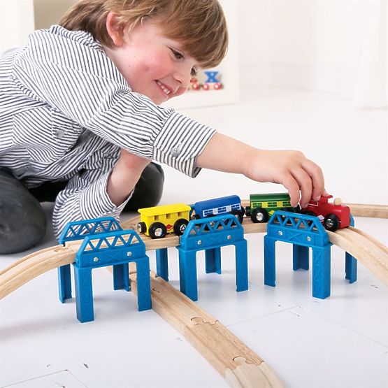 Bigjigs Rail Set șine din lemn pentru construcția podului