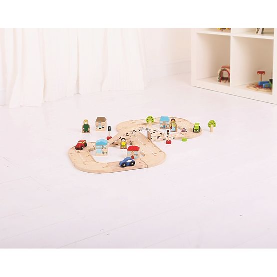 Bigjigs Rail Sine de mașină din lemn în formă de opt