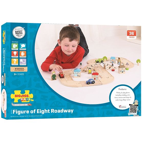 Bigjigs Rail Sine de mașină din lemn în formă de opt