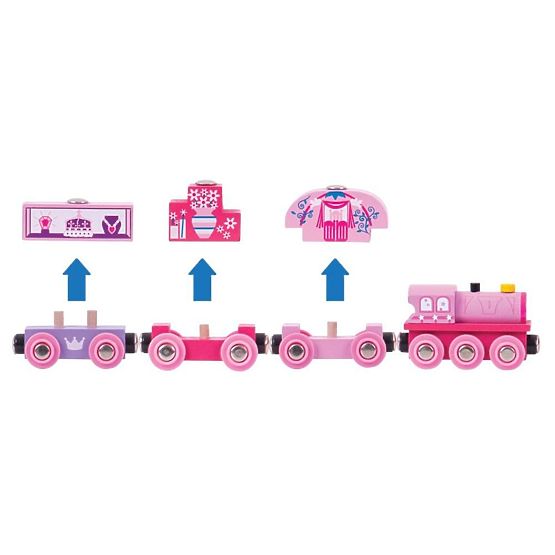 Tren Bigjigs Rail pentru prințese + 3 șine