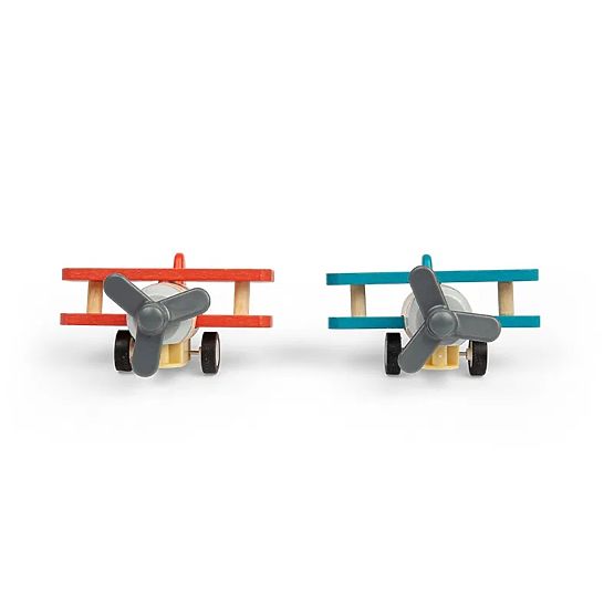 Bigjigs Toys Avion din lemn cu arc biplan 1 buc
