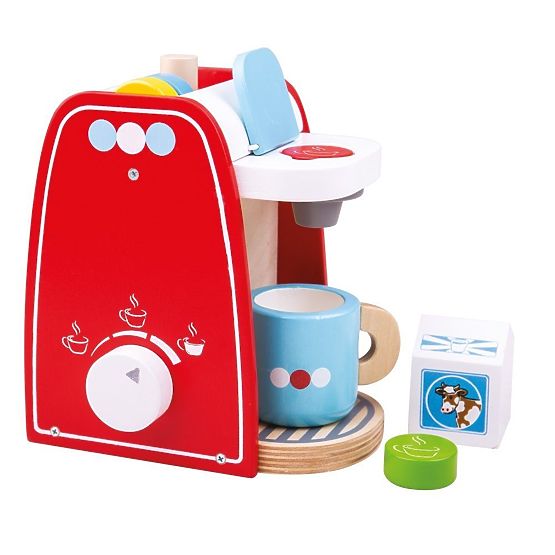Bigjigs Toys Cafetieră din lemn roșie