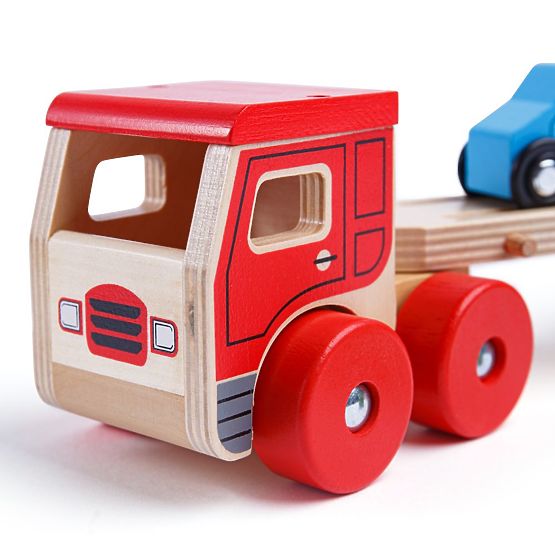 Bigjigs Toys Camion de lemn cu mașini