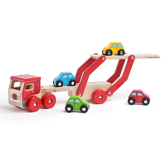 Bigjigs Toys Camion de lemn cu mașini
